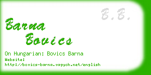 barna bovics business card